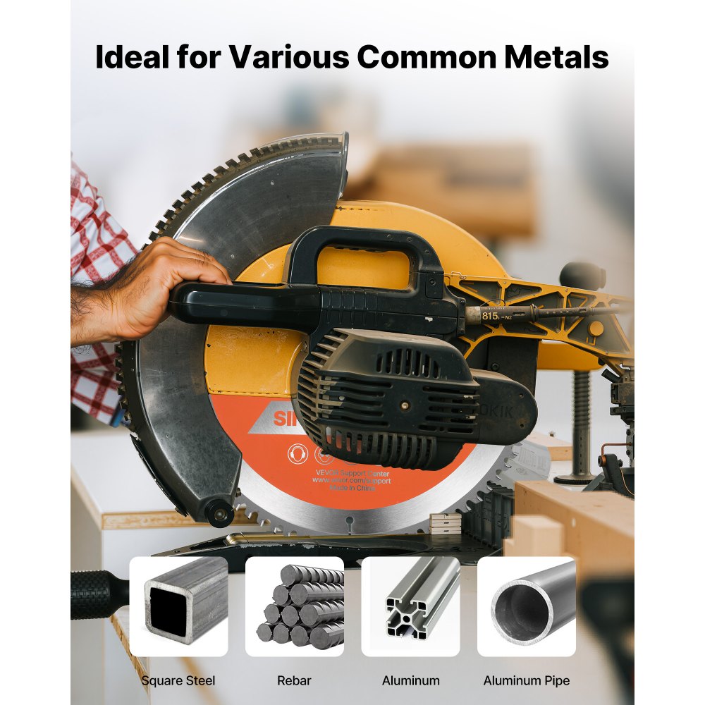 VEVOR cirkelzaagblad (254 mm φ & 80 scherpe tanden & 2,6 mm dikte) Ideaal voor het zagen van aluminium, compatibel met cirkelzaag, gelegeerd stalen zaagblad met geluiddempende verwarmingskanalen