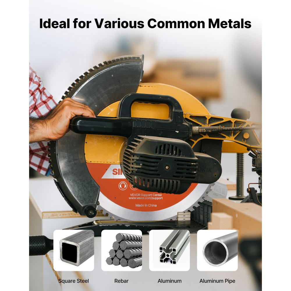 VEVOR Cirkelzaagblad (355 mm φ & 72 scherpe tanden & 2,4 mm dikte) Ideaal voor staal en aluminium, compatibel met cirkelzaag, zaagblad van gelegeerd staal met geluiddempende verwarmingskanalen, 1 st.