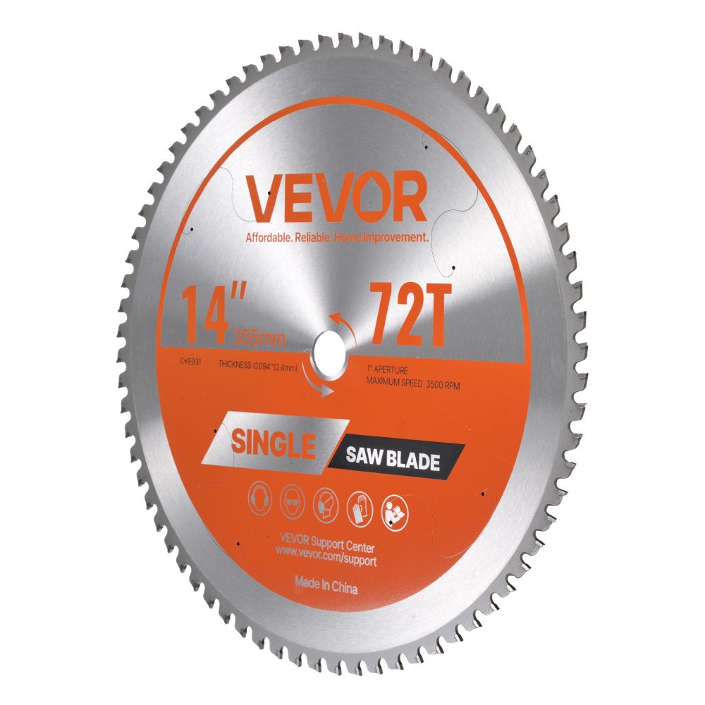 VEVOR Cirkelzaagblad (355 mm φ & 72 scherpe tanden & 2,4 mm dikte) Ideaal voor staal en aluminium, compatibel met cirkelzaag, zaagblad van gelegeerd staal met geluiddempende verwarmingskanalen, 1 st.