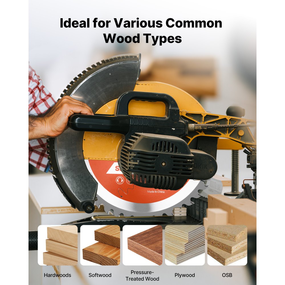 VEVOR Circular Saw Blade, 203 mm Diameter, 42 Sharp Alloy Teeth, 25.4mm Arbor, Fine Finish, Wood Cutting Blade for Circular Saw, with Noise-Reducing Heat Vents, for Cutting Plywood, OSB, and Hardwood