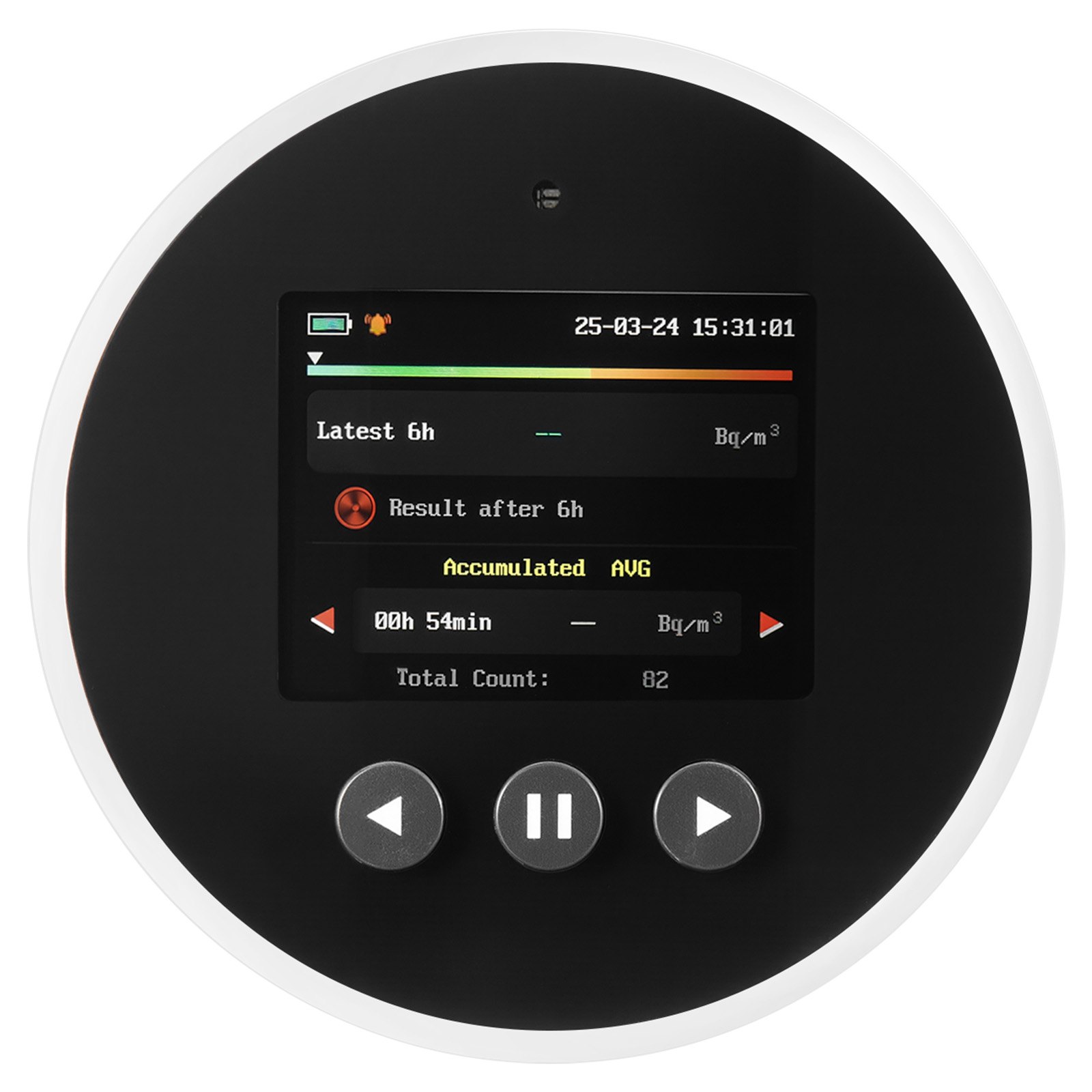 VEVOR Radondetector, 0,09 tot 1000 pCi/L, Radonmeter, Batterijgevoede Radon- en Luchtkwaliteitsmonitor, Kleurendisplay, Langdurige Monitoring van Radonconcentratie, Oplaadbaar/Bedraad