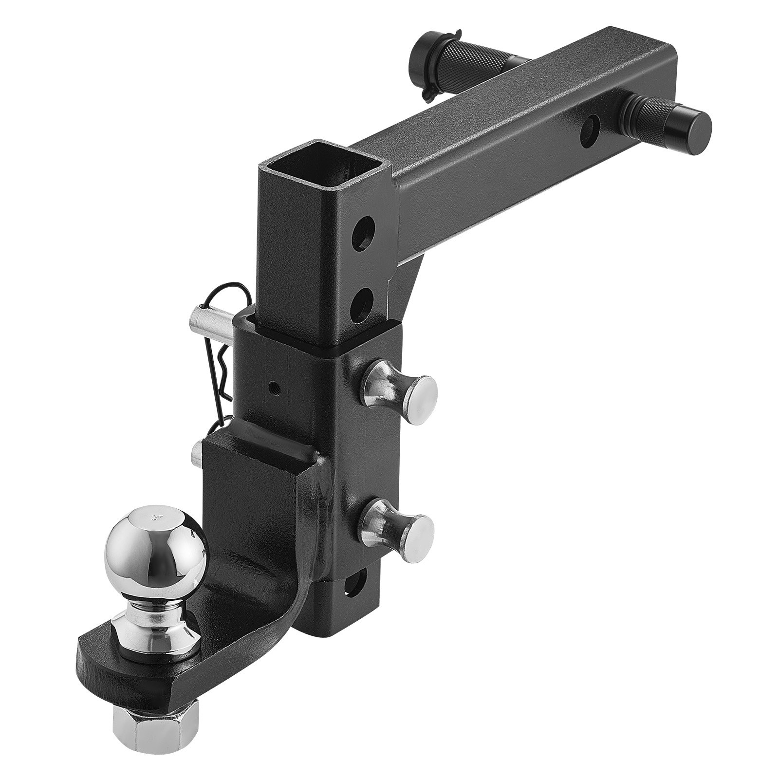 VEVOR Adjustable Trailer Hitch, Fit 2-Inch Receiver, Trailer Hitch Ball Mount with 2-Inch Ball & Pin, 7500 lbs Capacity Ball Hitch, 9-Inch Drop, Tow Hitch for Heavy Duty Truck with Carbon Steel, Black