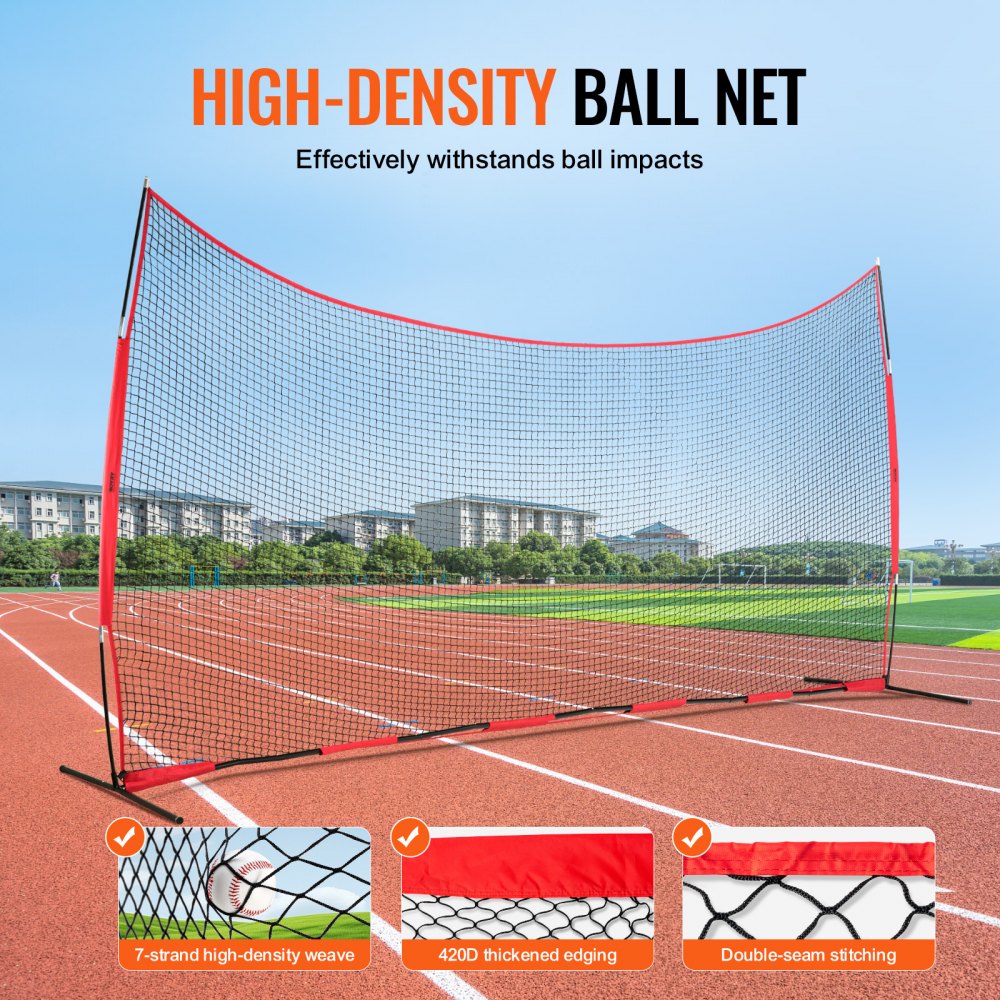 VEVOR Backstop Net, 620 x 140 cm Balsporten Barrièrenet, Trainingsuitrusting met Draagtas, Beschermend Scherm voor Honkbal, Softbal, Lacrosse, Voetbal en Hockey Training, voor de Tuin