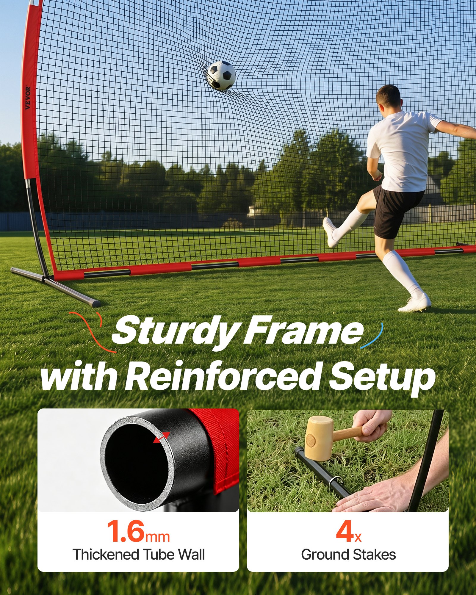 VEVOR Backstop Net, 620 x 140 cm Balsporten Barrièrenet, Trainingsuitrusting met Draagtas, Beschermend Scherm voor Honkbal, Softbal, Lacrosse, Voetbal en Hockey Training, voor de Tuin