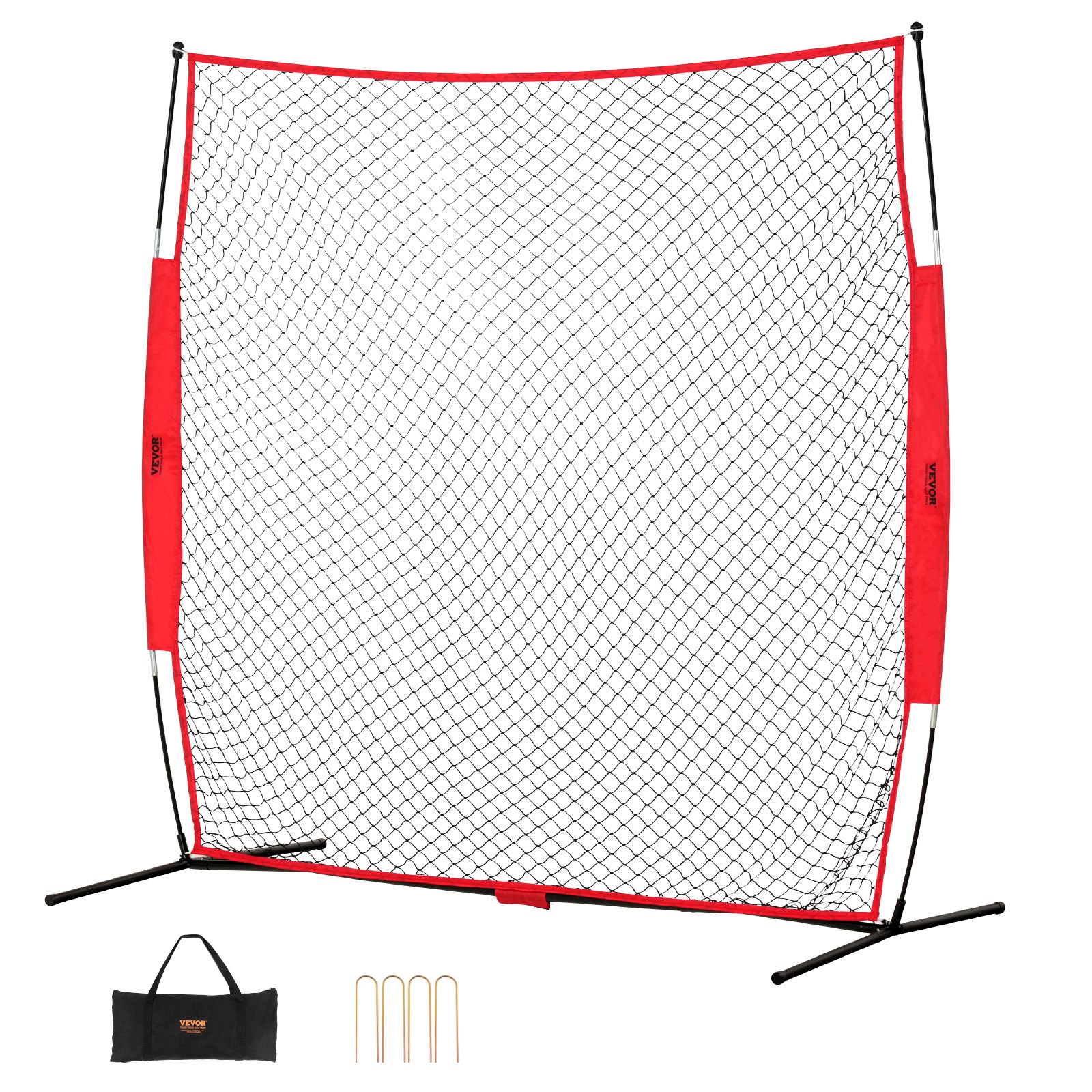 VEVOR Barricade Backstop Net, 238 x 107 x 212 cm Balsport Barrier Net, Draagbare Trainingsuitrusting met Draagtas, Beschermend Scherm voor Honkbal, Softbal, Lacrosse, Voetbal, Hockey Training