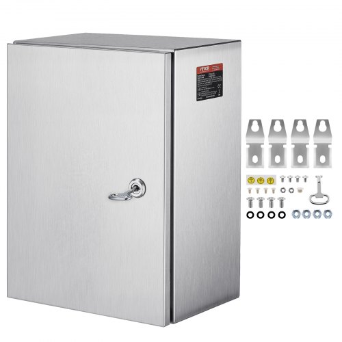 VEVOR NEMA roestvrijstalen behuizing, 400x300x205 mm, NEMA 4X stalen elektrische aansluitdoos, IP66 waterdicht en stofdicht, voor binnen- en buitengebruik, met montageplaat