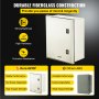 VEVOR NEMA Steel Enclosure, 16 x 12 x 8\'\' NEMA 4X Fiberglass Electrical Box, IP66 Waterproof & Dustproof, Outdoor/Indoor Electrical Junction Box, with Mounting Plate(40 x 30 x 20 cm)