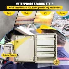 VEVOR schakelkast NEMA glasvezelbehuizing, 40x30x20cm NEMA 3X glasvezelverdeelkast, IP66 waterdicht en stofdicht, elektrische aansluitdoos voor buiten/binnen met montageplaat