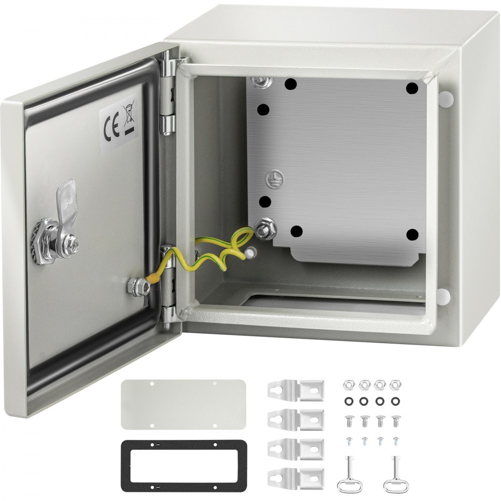 VEVOR NEMA Steel Enclosure, 8 x 8 x 6\'\' NEMA 4X Steel Electrical Box, IP66 Waterproof & Dustproof, Outdoor / Indoor Electrical Junction Box