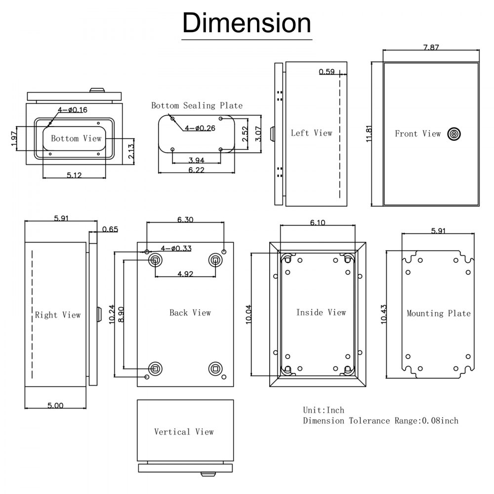 VEVOR NEMA Steel Enclosure 12 x 8 x 6 in, NEMA 4X Steel Electrical Box,IP66 Waterproof & Dustproof,Outdoor/Indoor Electrical Junction Box,with Mounting Plate