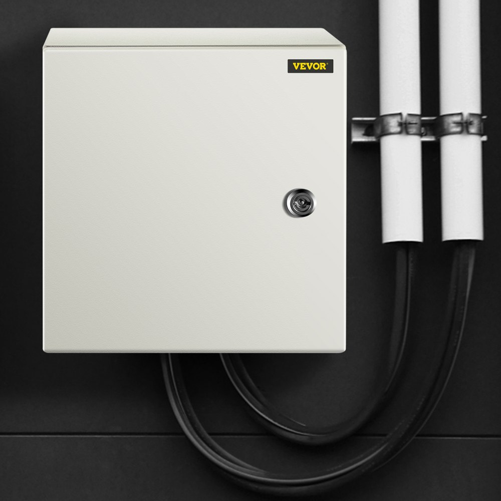 VEVOR NEMA Steel Enclosure, 12 x 12 x 8 in, NEMA 4X Steel Electrical Box, IP66 Waterproof & Dustproof, Outdoor/Indoor Electrical Junction Box, with Mounting Plate