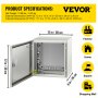 VEVOR RVS elektrische behuizing, 30x30x20cm, IP66 waterdicht en stofdicht, elektrische aansluitdoos voor buiten-/binnengebruik, met montageplaat
