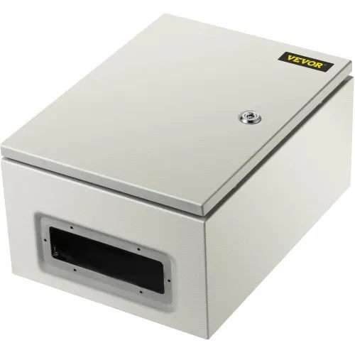 VEVOR 16x16x8 Inch Steel Electrical Enclosure Box – IP66 Weatherproof Hinged Junction Box With Mounting Plate, Gray
