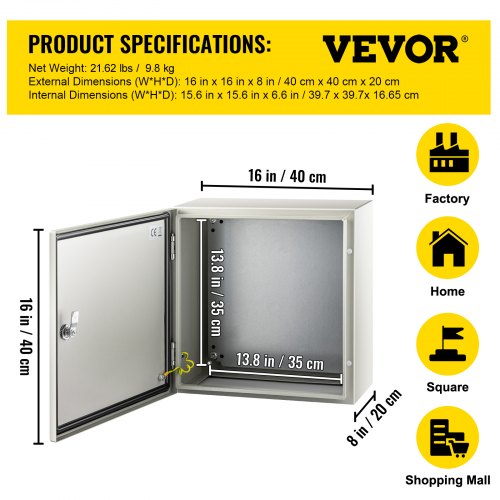 VEVOR NEMA Caja de acero de 20 x 16 x 6 pulgadas, caja eléctrica de