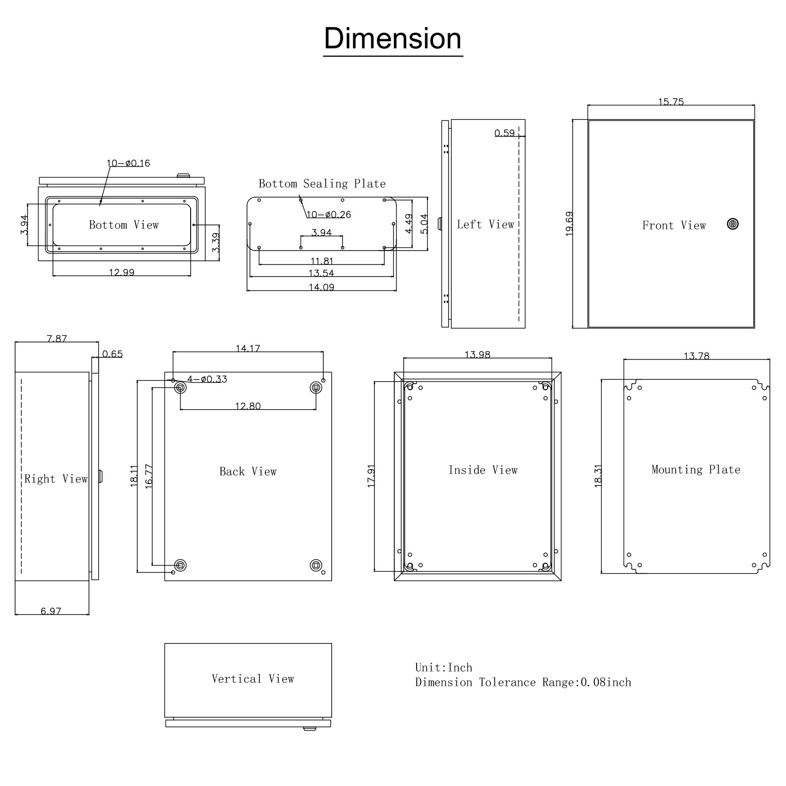 VEVOR NEMA Steel Case, 20 x 16 x 8 in, NEMA 4X Metal Electric Enclosure, IP66 Water & Dust Resistant, Suitable for Both Outdoor & Indoor Use, Includes Mounting Plate