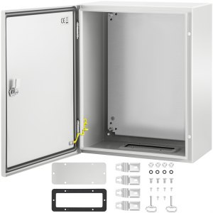 Roestvrijstalen elektriciteitskast buitennetwerkbehuizing, IP66 waterdichte metalen projectdozen Elektrische meterkast Aansluitdoos, verdeelkast met veiligheidsslot en montageplaat