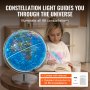 VEVOR verlichte wereldbol 330,2 mm educatieve wereldbol met stevige zware metalen voet en LED-constellatie-nachtlampje HD-geprinte kaart roterend voor kinderen in de klas