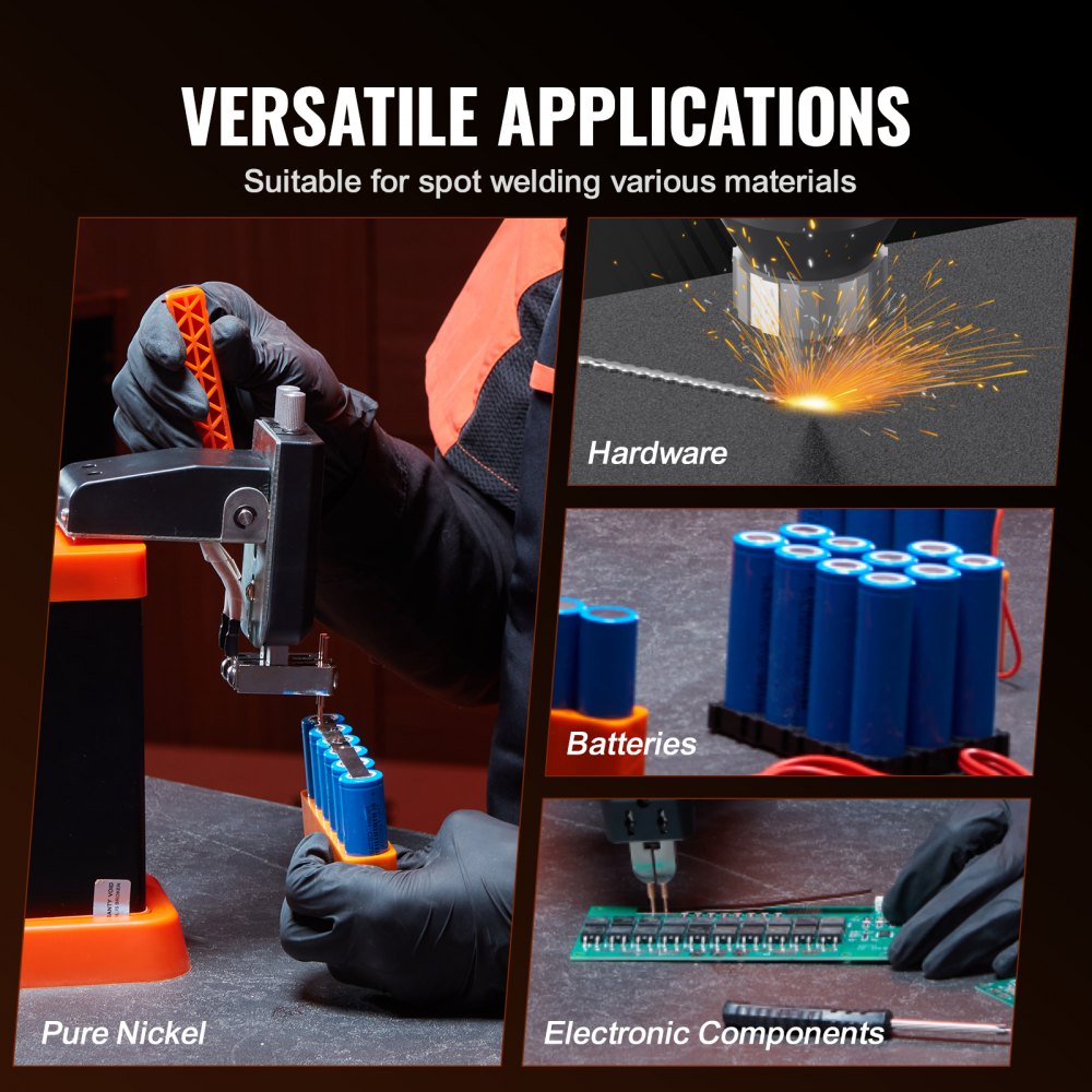 VEVOR draadloze puntlasmachine, 14,5 kW condensator-energieopslagpulspuntlasmachine met 73B laspen, 801D heavy-duty puntlasmachine en 2 lasmodi voor 0,1-0,3 mm zuiver nikkel