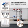 VEVOR 2-taks warmteverdeler, 1/2-inch PEX-buisverdeler, roestvrijstalen PEX-verdeler voor hydrostatische vloerverwarming, warmteverdelerset met PEX-verdeler van 1/2-inch, inclusief 1/2-inch-adapters