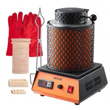 VEVOR digitale goudsmeltovenmachine met 5 kg keramische kroes, elektrische smeltoven 1500 W max. 1150 ℃, metaalsmeltovenset voor het maken van sieraden, metalen staven, metalen onderdelen, zwart