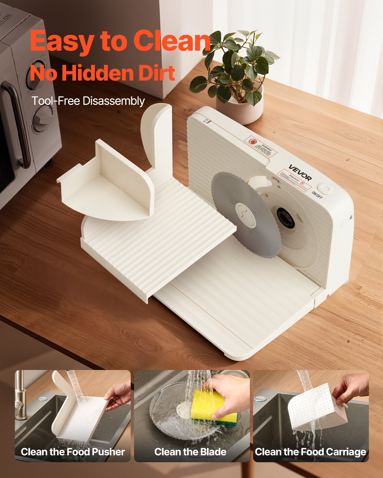 VEVOR Meat Slicer, 180W Electric Deli Slicer Machine with 170 mm Sharp Blade, Home Meat-Slicer with 60-90 RPM Slicing Speed, 0-15 mm Adjustable Thickness, for Frozen Meat, Ham, Baguett & Prime Steak