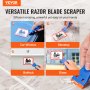 VEVOR Plastic Razor Blade Scraper, 2PCS Scraper Tool, 120PCS Plastic Blades, Cleaning Scraper Remover for Stickers, Decals, Adhesive, Labels, Paint from Glass, Car, Window, Caulk, No Scratches, Blue