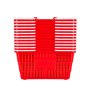 VEVOR Shopping Baskets, 12 PCS, 21L Stackable PE Plastic Grocery Baskets with Handles, Dense Mesh Structure, Holds up to 9.07kg, Portable for Grocery, Retail, Stores, Supermarket, Home Use, Red