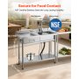VEVOR Stainless Steel Utility Sink, Free Standing Single Bowl Commercial Kitchen Sink with Drawer, Faucet and Hot & Cold Water Pipe, Utility Basin for Garage Restaurant Laundry, 1000 x 500 x 940 mm