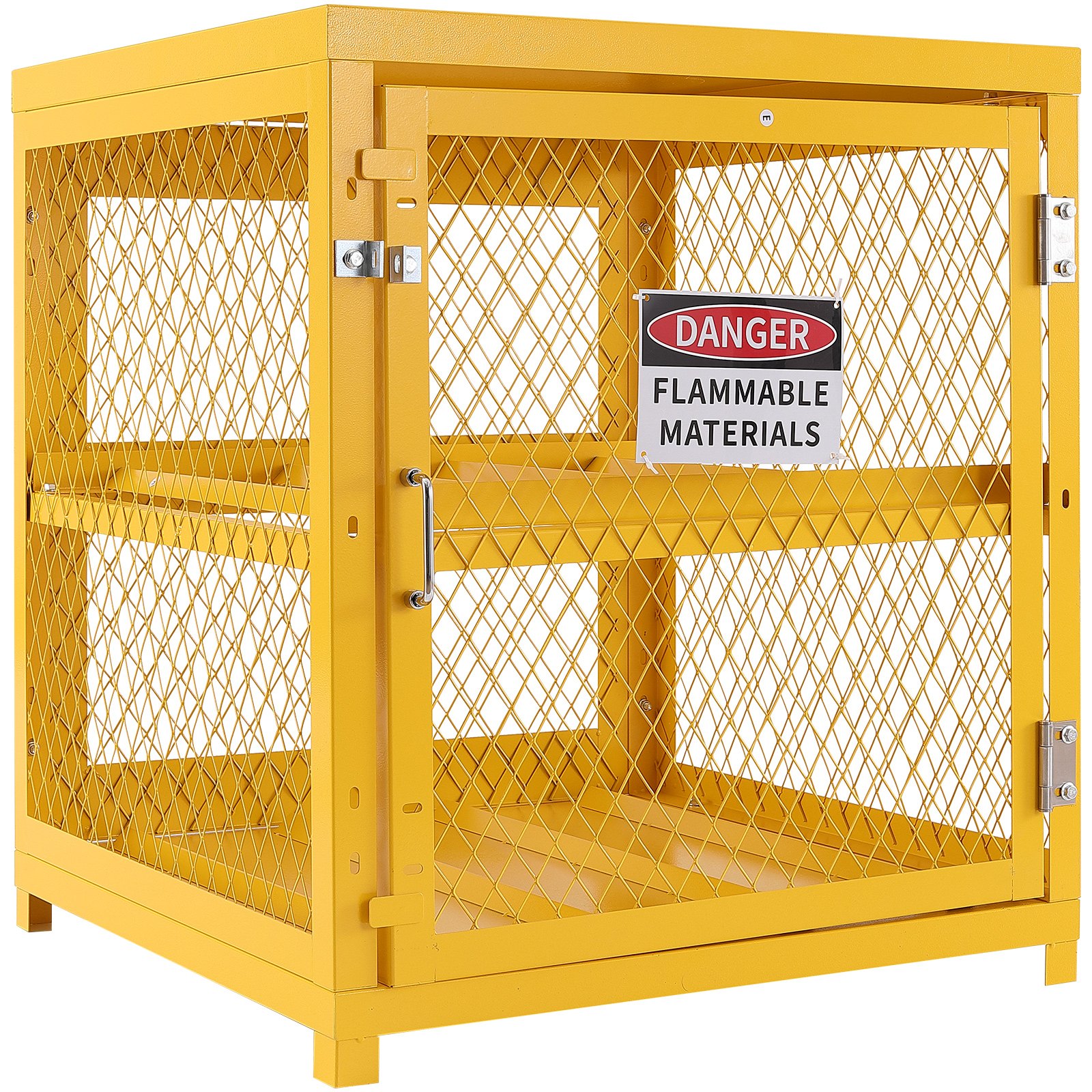 VEVOR horizontale cilinderopslagkast, 4 x 33 lbs cilinderinhoud, 31,02 x 30,04 x 35 inch propaanopslagkooi, gascilinderkast, gele poedercoating, voor freon, gassen, zuurstof, stikstof