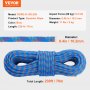 VEVOR 10.2mm Dynamic Climbing Rope 70M(230ft) Outdoor Rock Climbing Rope Blue