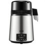 VEVOR Water Distiller, 1 L/H, 4L Distilled Water Maker with 0-99 H Timing, 750W Countertop Water Purifier with Dual Temp Display, Glass Carafe Cleaning Powder 3 Carbon Packs Equipped, FDA Approved, Si