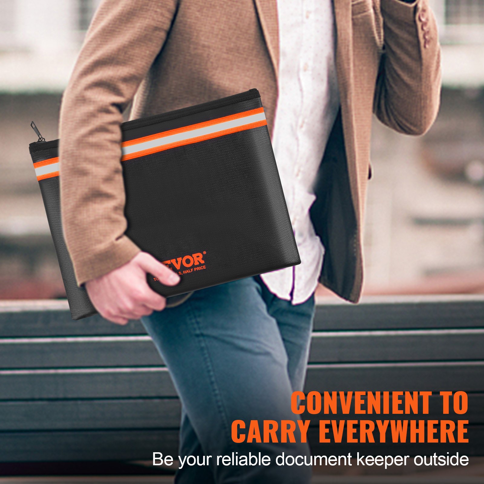 VEVOR Brandwerende Waterdichte Documententas 330 x 255 x 10 mm Brandwerende Geldzak Portemonnee Grote Capaciteit Aktetas Geldopslag Documenten/Geld/Paspoort/Bankdossier/Cash etc.