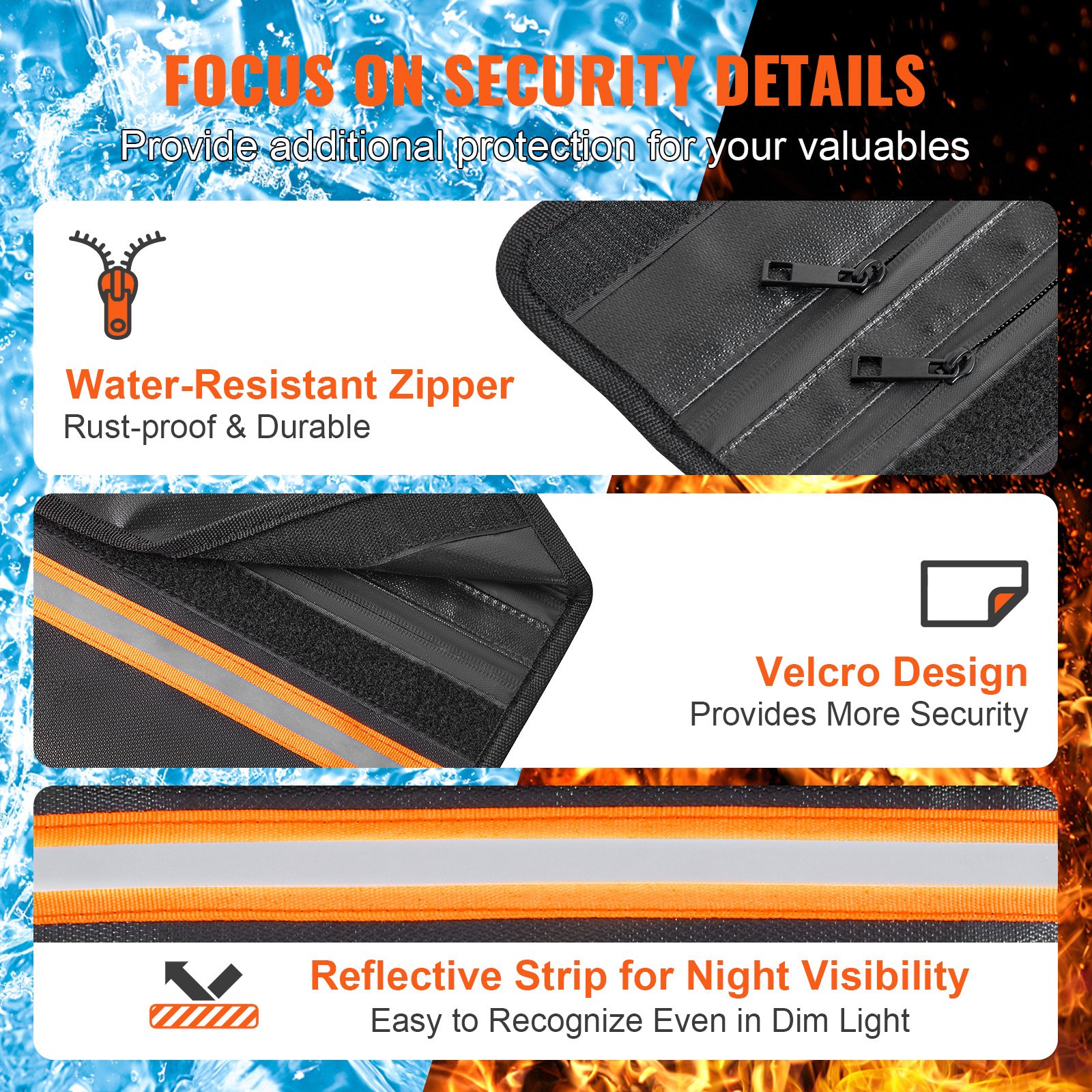 VEVOR Merk waterdichte waterdichte documenten 1 st 380 x 285 x 10 mm Brandwerende Geldzak Portemonnee Grote Capaciteit Aktetas Geldopslag