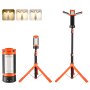 VEVOR LED bouwlamp met statief, 6 Ah oplaadbare kampeerlamp, met 3 lampkoppen, afneembaar statief, 2200 LM 3000 K-6500 K dimbaar, bouwplaatsverlichting