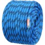 VEVOR 12,7 mm statisch klimtouw, 38 m (125 ft) voor buiten, 30 kN breeksterkte, vezeltouw met stalen karabijnhaak voor ontsnapping, abseilen en brandbestrijding, blauw