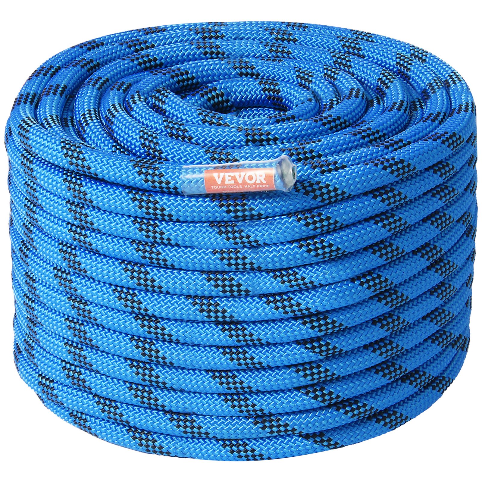 VEVOR 12.7mm Static Climbing Rope, 60.9M(200ft) Outdoor Rock Climbing Rope 30KN Breaking Tension, Fiber Rope for Escape, Rappelling, Fire Rescue, Blue