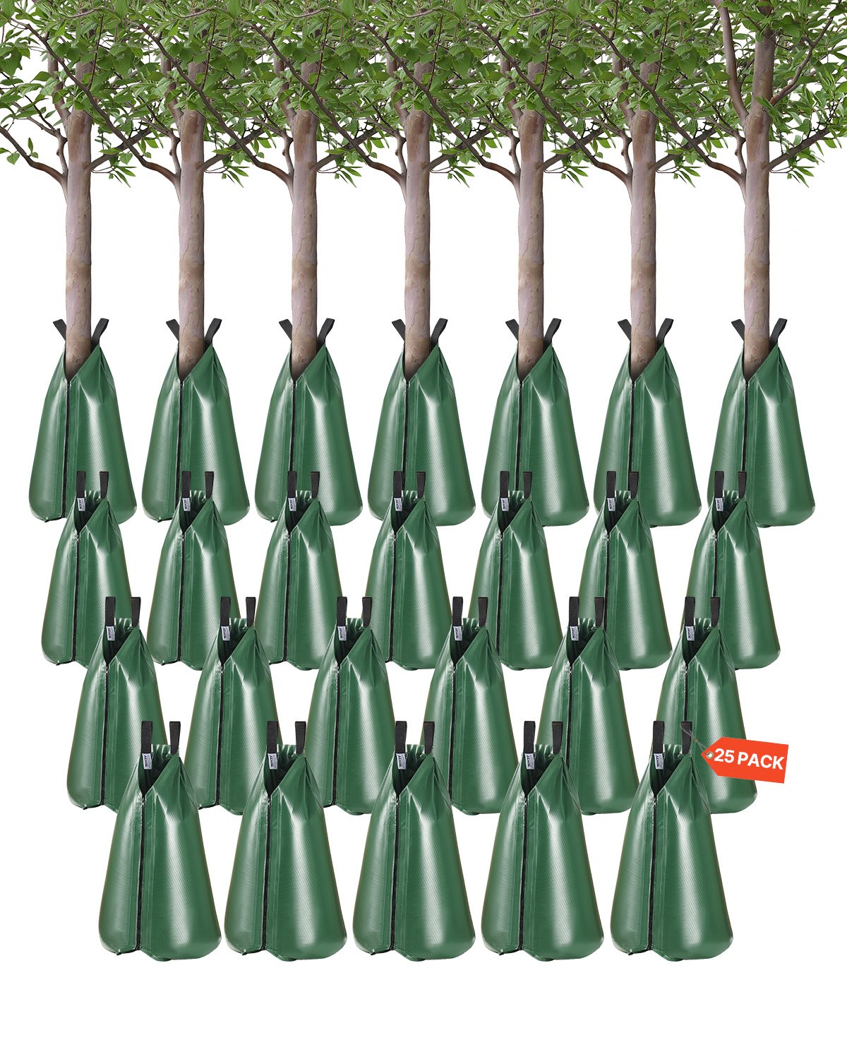 VEVOR Tree Watering Bag, 25 Packs 20 Gallons Watering Bags for New Trees, 5-9 Hours Slow Release Refillable Tree Drip Irrigation Bags with Zipper, Durable Tree Watering System for Deep Root Targeting