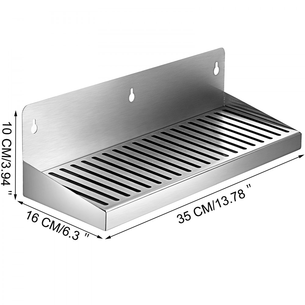 Vevor Drip Tray Bier Lekbak 35 Cm Zilver Wall Mount Druppellade Kegerator
