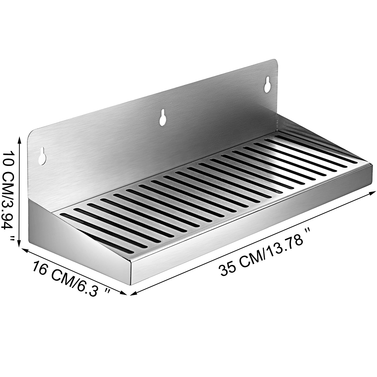 Vevor Drip Tray Bier Lekbak 35 Cm Zilver Wall Mount Druppellade Kegerator