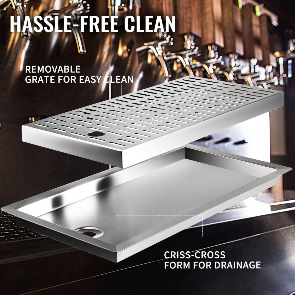 Vevor Druppelvanger Roestvrij Staal Drip Tray Bar Met Drain 480x313x27 Mm