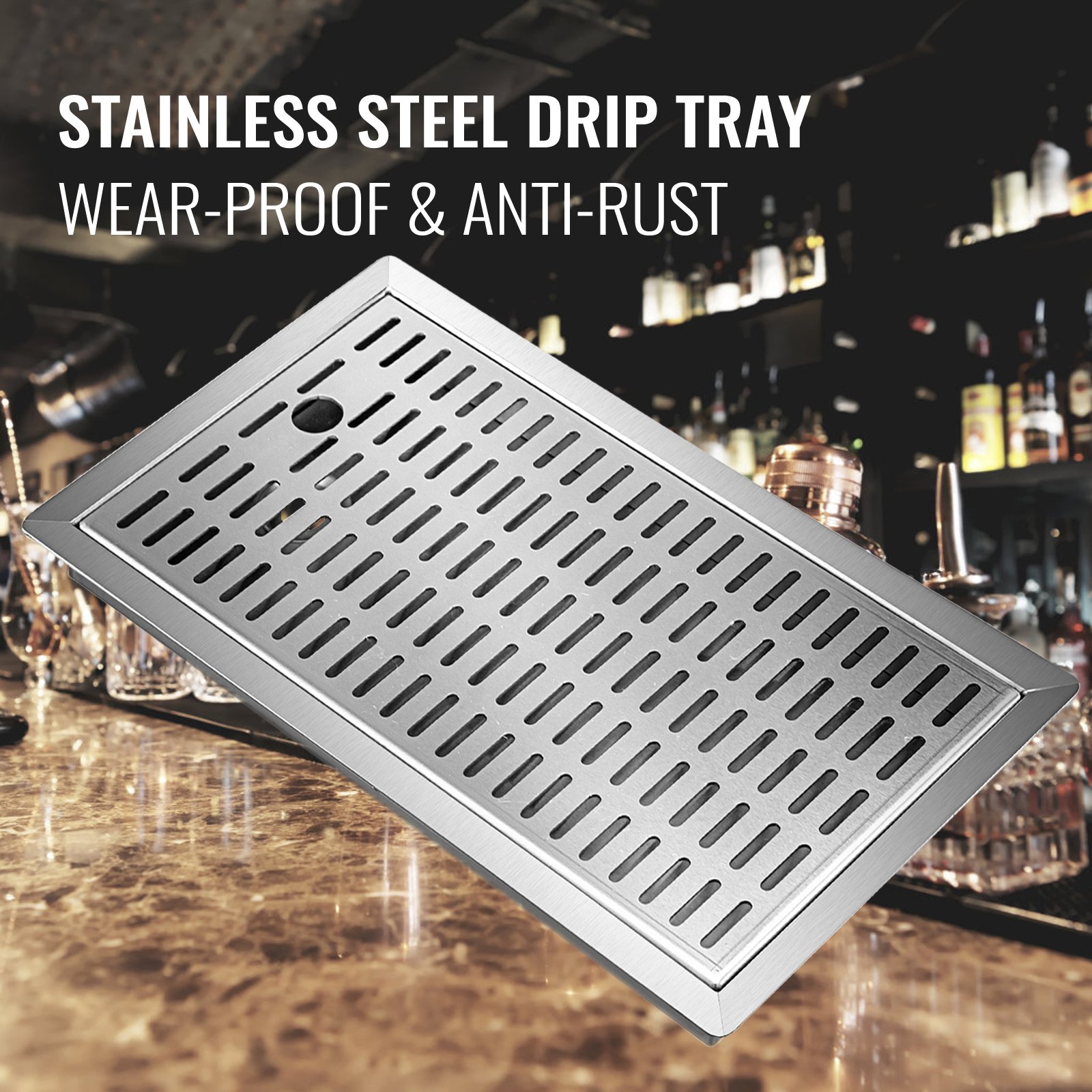 Vevor Druppelvanger Roestvrij Staal Drip Tray Bar Met Drain 480x313x27 Mm