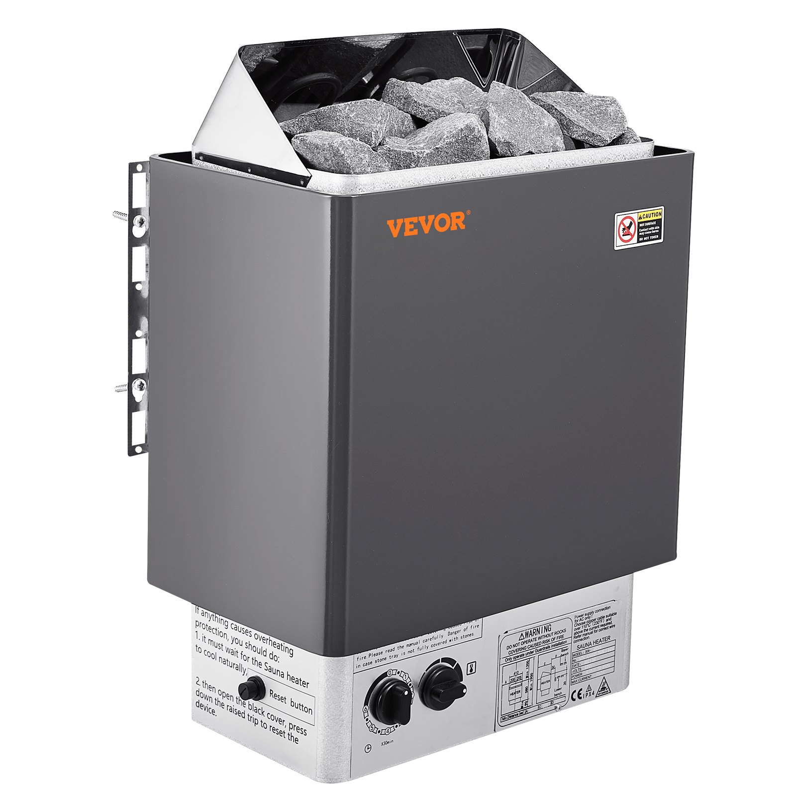 VEVOR Sauna Heater, 8KW Electric Sauna Stove, 400V 3N Portable Indoor/Outdoor Sauna Heater with 3h Timer, Built-In Controls for 8-12 m³ Home, Commercial Hotel Spa Shower Use, Max 110℃