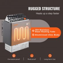 VEVOR 6 kW elektrische saunakachel Saunakachel digitale controller voor spa van 5-9 m³