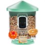 VEVOR Slimme Vogelvoeder met Camera, 2K HD AI Identificeert Meer dan 10.000 Vogelsoorten, Zonne-energie Aangedreven Vogelobservatiecamera met Automatische Opname en Directe Melding, Draadloos Buitencadeau voor Vogelliefhebbers (Groen)