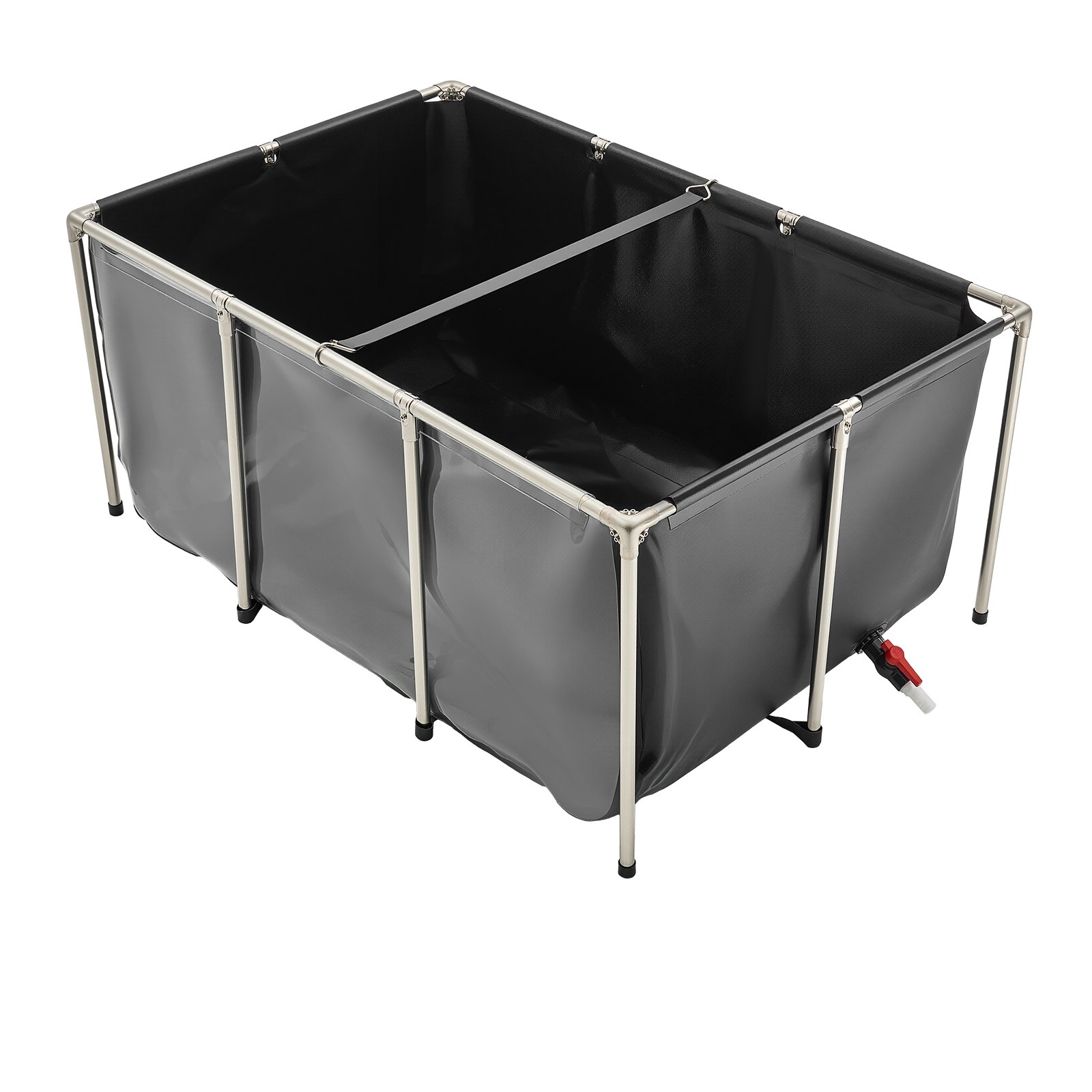 VEVOR Canvas Visvijver, 1023,3 L Kweekwatertank, PVC Koi-tank met transparant kijkvenster, Aquarium met roestvrijstalen frame en aftapkraan, voor het kweken van Koi en Goudvissen (Zwart)