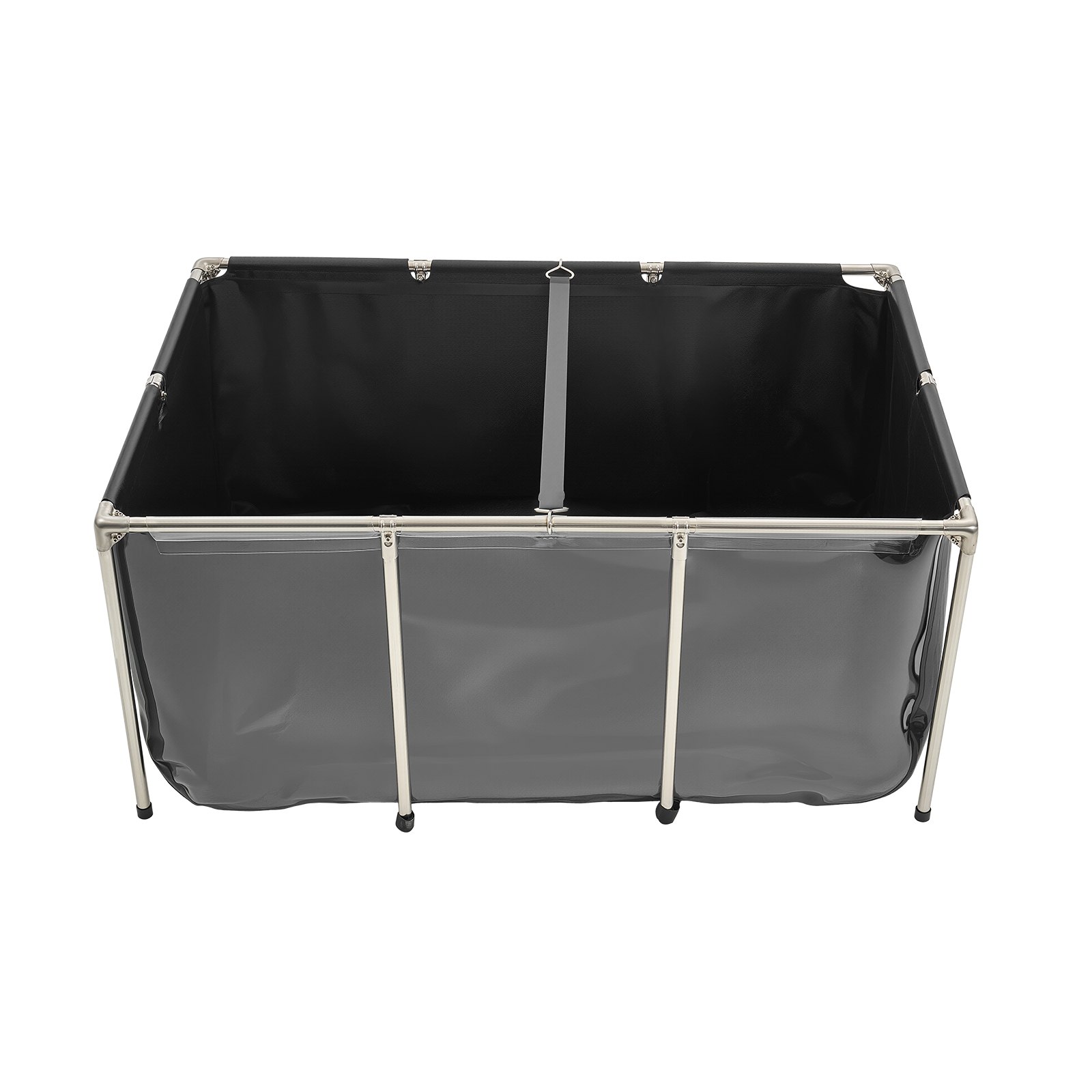 VEVOR Canvas Visvijver, 1023,3 L Kweekwatertank, PVC Koi-tank met transparant kijkvenster, Aquarium met roestvrijstalen frame en aftapkraan, voor het kweken van Koi en Goudvissen (Zwart)