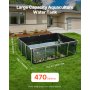 VEVOR Canvas Fish Pond, 470 Gal Above Ground Fish Pond, PVC Koi Tank with Clear Viewing Panel, Rectangular Goldfish Tank with Stainless Steel Frame & Drain Valve, for Breeding Koi, Irrigation(Black)