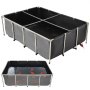 VEVOR Canvas Fish Pond, 470 Gal Above Ground Fish Pond, PVC Koi Tank with Clear Viewing Panel, Rectangular Goldfish Tank with Stainless Steel Frame & Drain Valve, for Breeding Koi, Irrigation(Black)