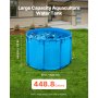 VEVOR Canvas Fish Pond, 448.8 Gal Capacity Above Ground Fish Pond, Foldable PVC Koi Tank, Round Goldfish Tank with Stable Frame and Drain Valve, for Aquaculture, Koi Breeding, and Irrigation (Blue)