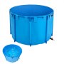 VEVOR Canvas Fish Pond, 448.8 Gal Capacity Above Ground Fish Pond, Foldable PVC Koi Tank, Round Goldfish Tank with Stable Frame and Drain Valve, for Aquaculture, Koi Breeding, and Irrigation (Blue)